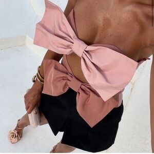 BLOGGERS FAVORITE Zara Pink and Black Bow Top